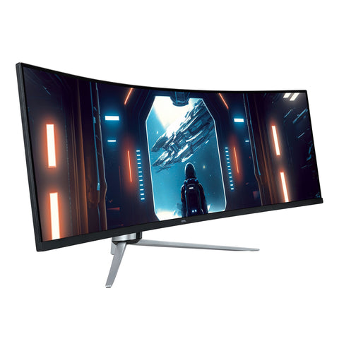 49" Curved Dual FHD (3840 X 1080) Black 144Hz 1Ms Gaming Monitor W/6Ft Displayport/Hdmi Cables New