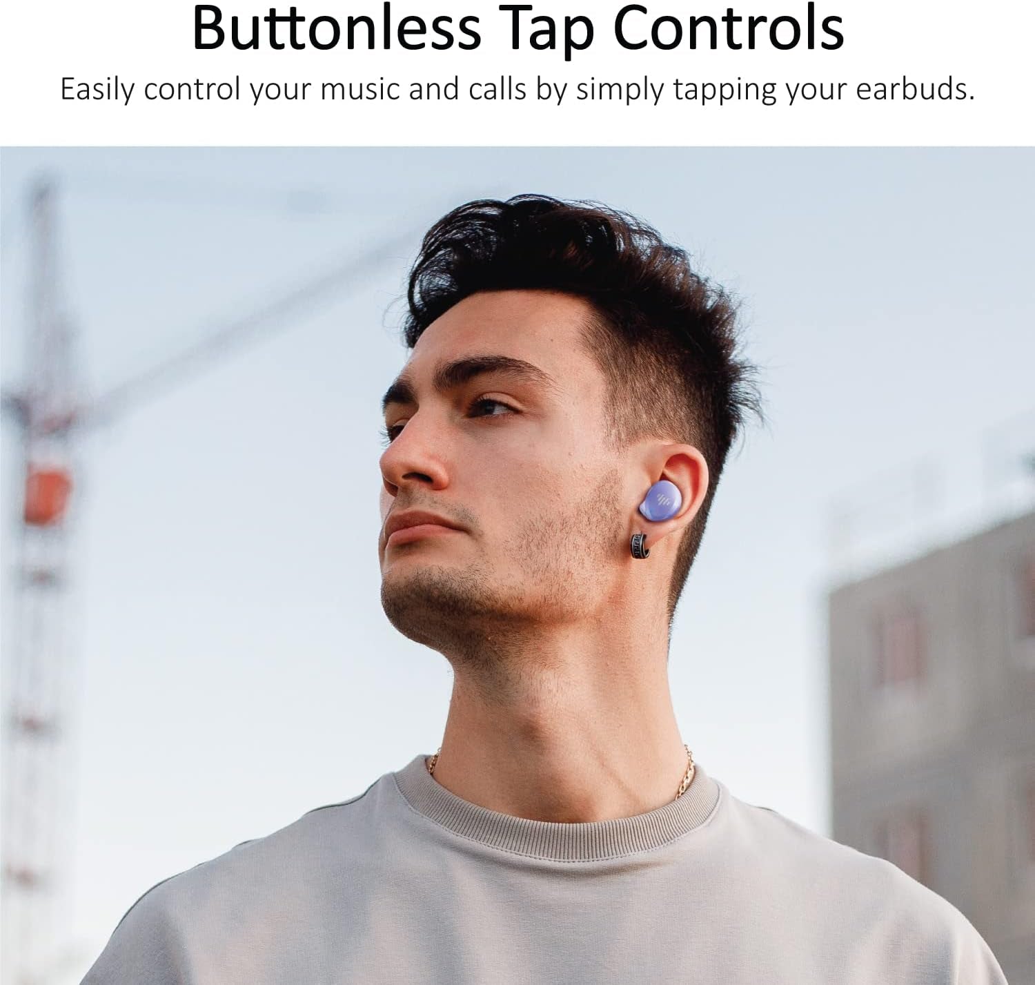 Mybuds Wireless Earbuds, Bluetooth 5.3, Built-In Microphone, 20 Hour Playtime, IPX6 Waterproof Protection, Compatible with Apple & Android, Includes Charging Case & 4 Ear Tips, TB100 Purple