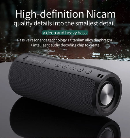 Waterproof Bluetooth Speaker, Portable Wireless Outdoor Speaker with Loud Stereo Sound, Bluetooth 5.0, 30H Playtime, Black