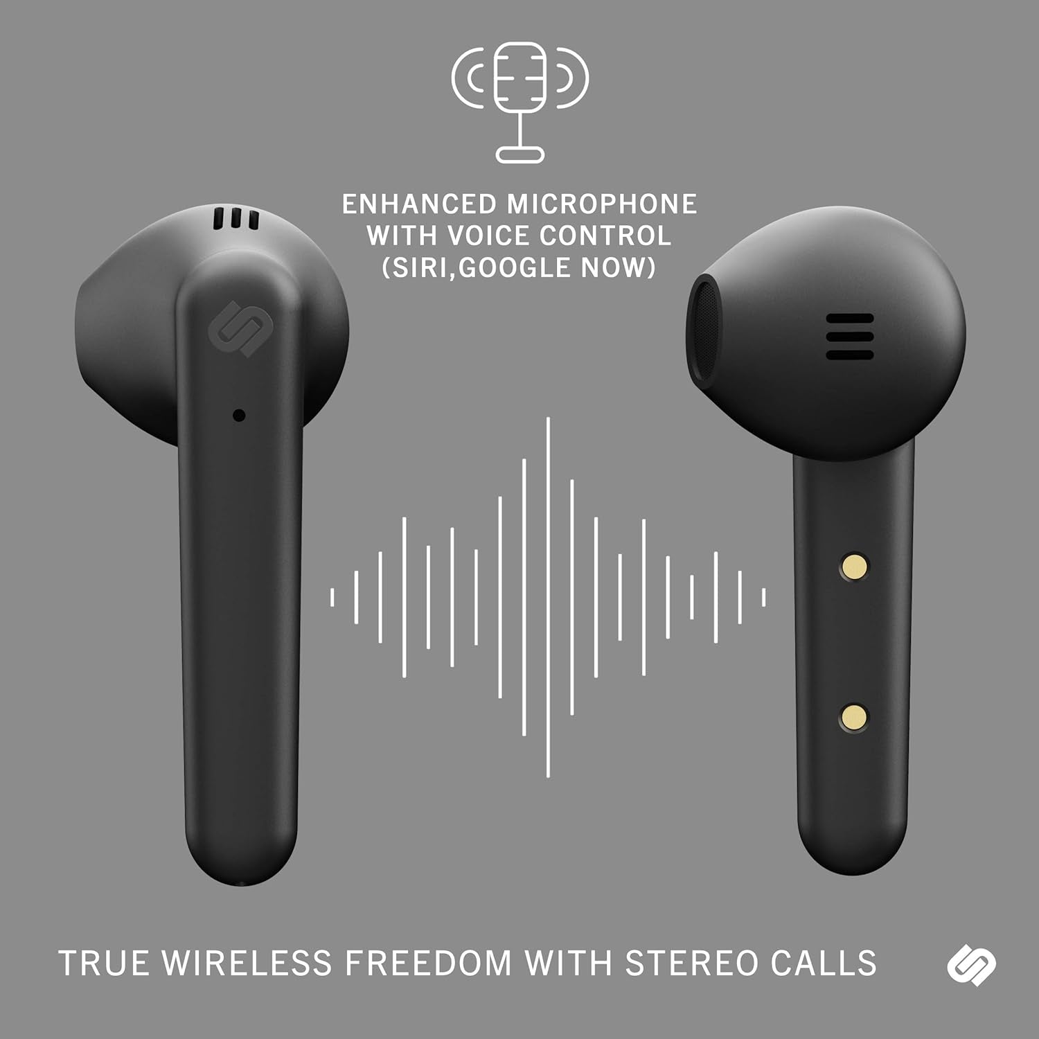 True Wireless Earbuds - over 20 Hours Playtime, IPX4 Waterproof Earphones, Bluetooth 5.0 Headphones, Touch Controls & Enhanced Microphone for Clear Calling, Stockholm Plus, Midnight Black