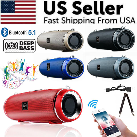 Bluetooth 5.1 Speaker Wireless Waterproof Outdoor Stereo LOUD Bass USB/TF Strap