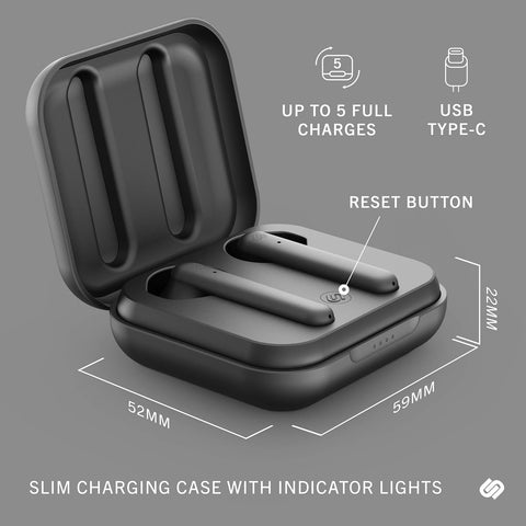 True Wireless Earbuds - over 20 Hours Playtime, IPX4 Waterproof Earphones, Bluetooth 5.0 Headphones, Touch Controls & Enhanced Microphone for Clear Calling, Stockholm Plus, Midnight Black