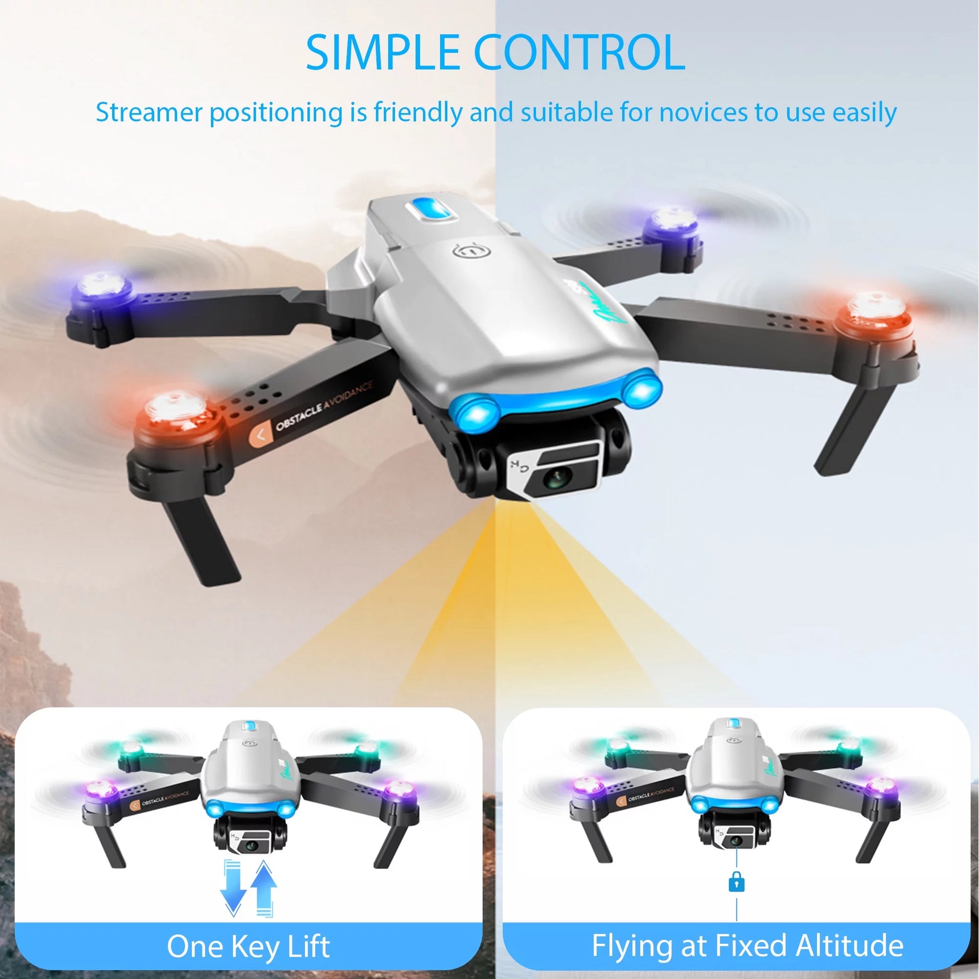 Drones with Camera for Kids Adults 4K HD Mini RC Quadcopter with Led Lights