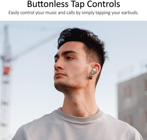 Mybuds Wireless Earbuds, Bluetooth 5.3, Built-In Microphone, 20 Hour Playtime, IPX6 Waterproof Protection, Compatible with Apple & Android, Includes Charging Case & 4 Ear Tips, TB100 Gold